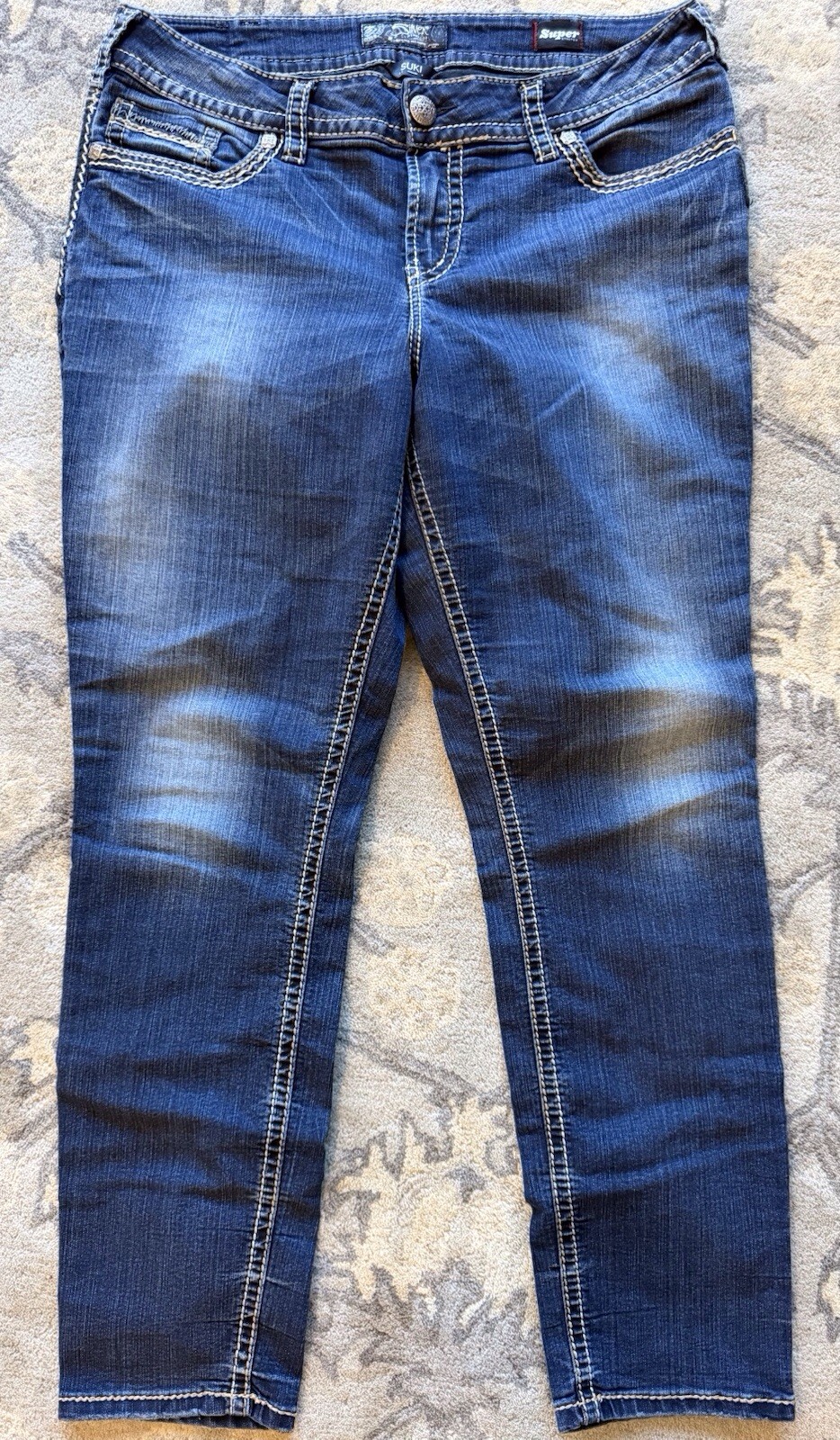 Silver Jeans Womens 16×31 Suki Mid Skinny Dark Wash Denim