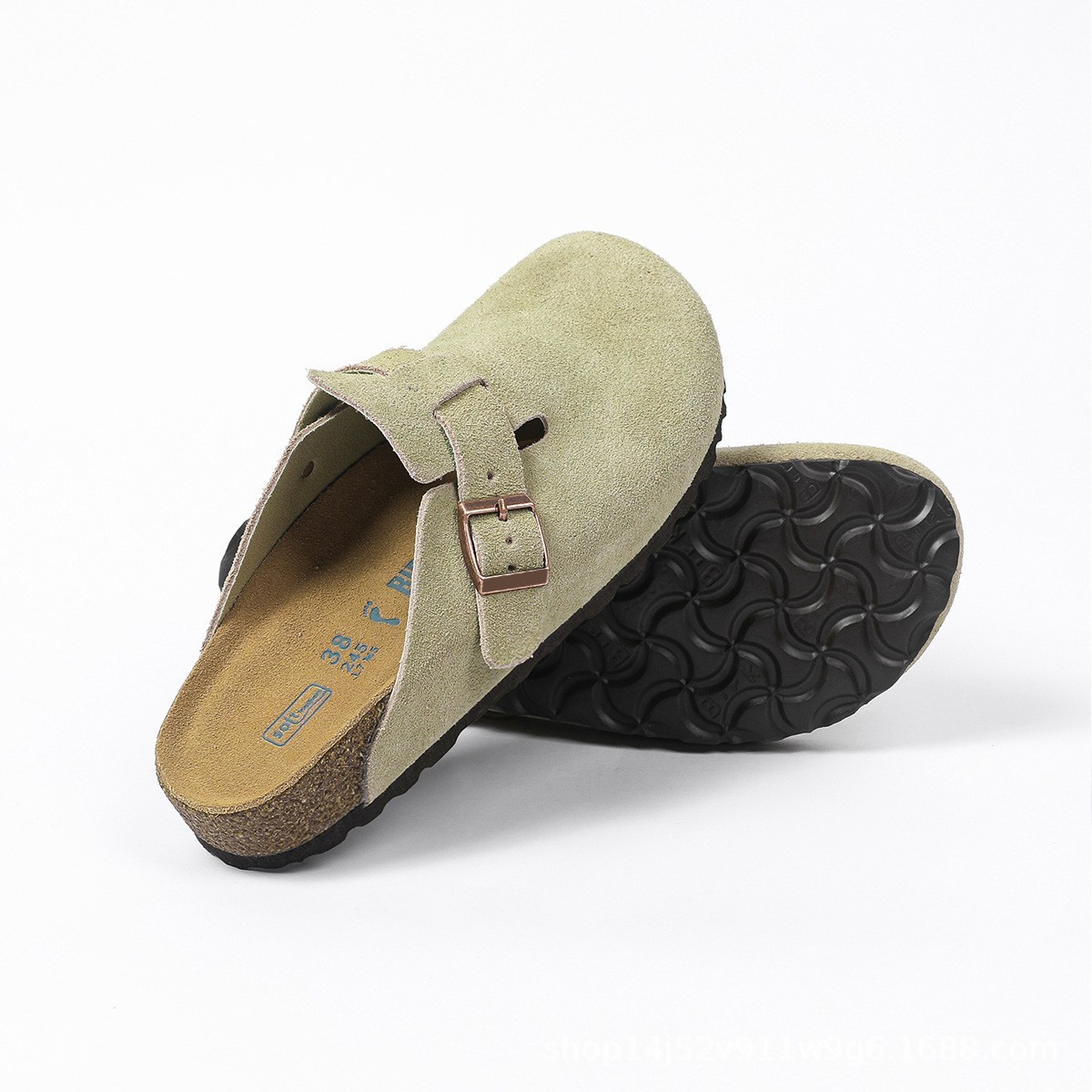 Boston Soft Footbed Clogs Suede Leather Slip On Sandals Mules Unisex Casual Shoe