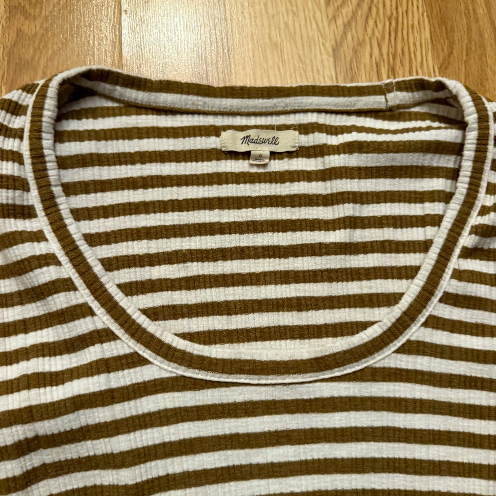 Madewell Brown and White Striped Long Sleeve Women’s Shirt Size Small