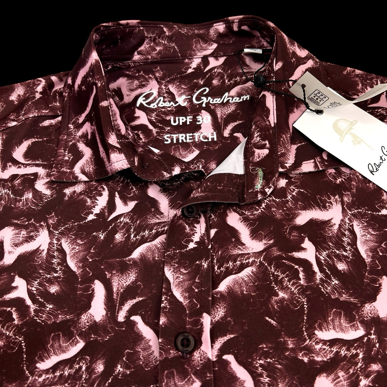 Robert Graham Performance Geometric Camo Stretch Lightweight Sport Shirt Medium