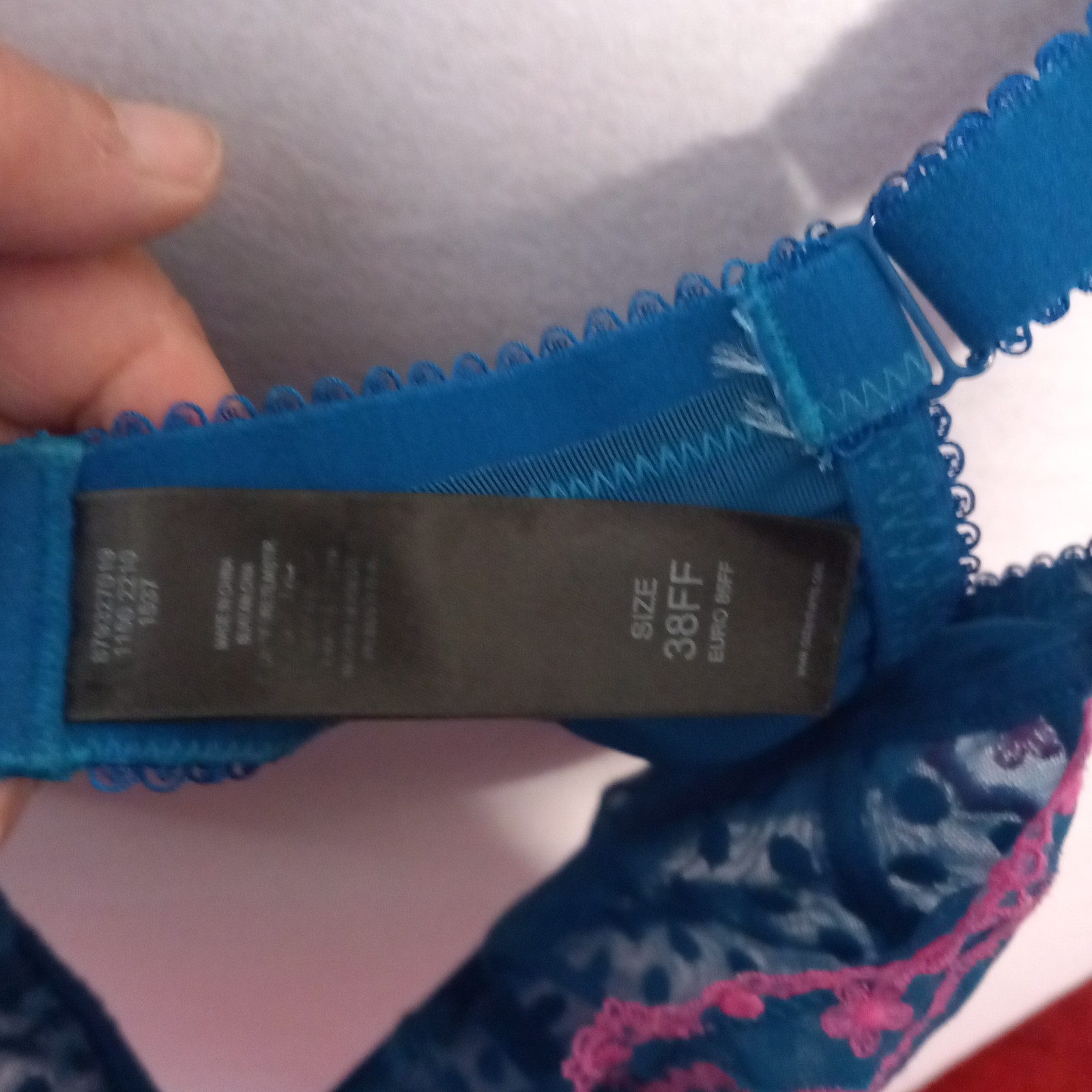Debenhams Blue Pink Bra Women’s underwired Lacy Bra UK Size 38FF