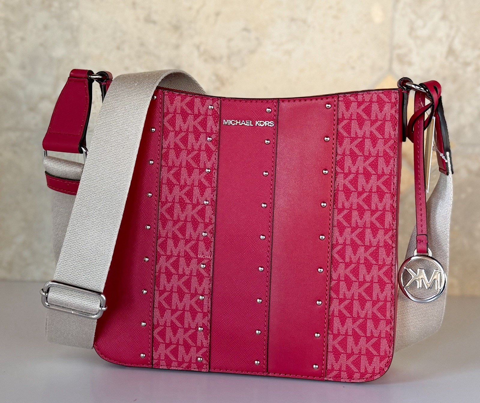 Michael Kors Jet Set Travel SM Shoulder Crossbody Bag MK Dark Raspberry Multi