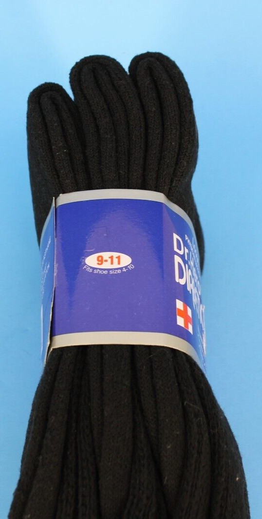 Diabetic Socks Dr Hero Black Size 9-11 shoe size 4-10 3 pair 90% Cotton RN96720