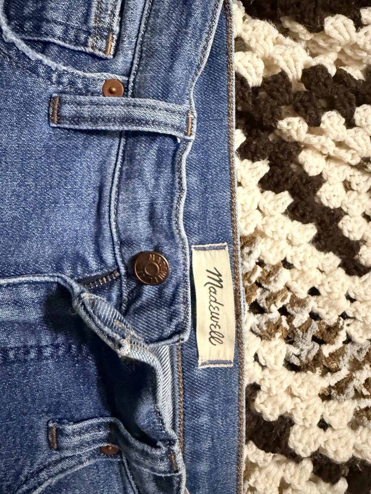 Madewell Women’s High-Rise Skinny Crop Jeans Blue Medium Wash Cotton Denim