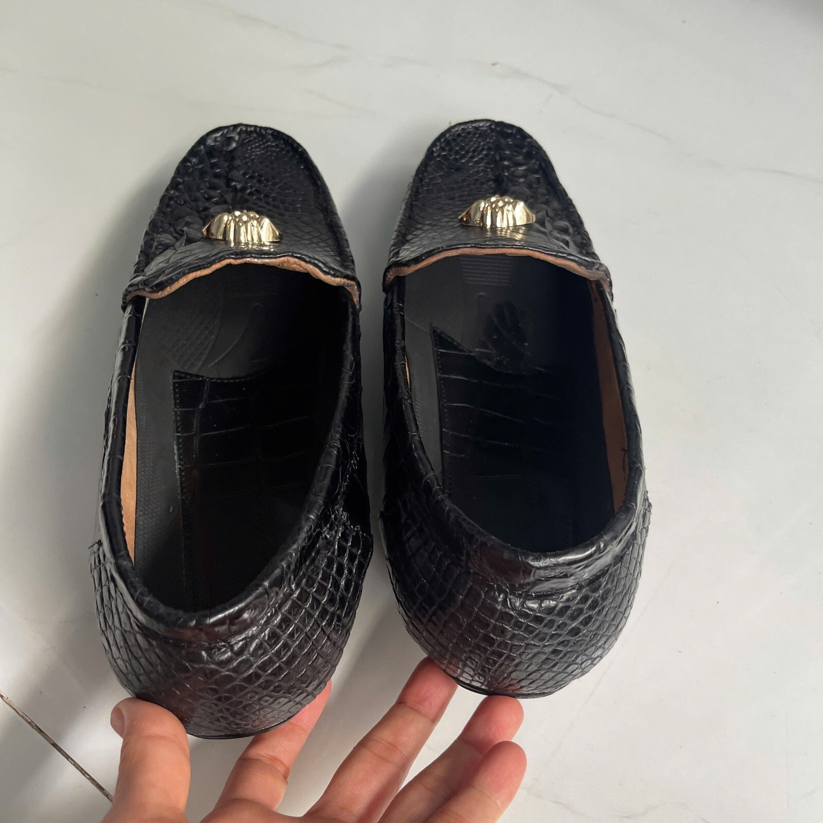US 13 BLACK 100% Genuine,Real EXOTIC Leather Skin Men’s Shoes- Handmade