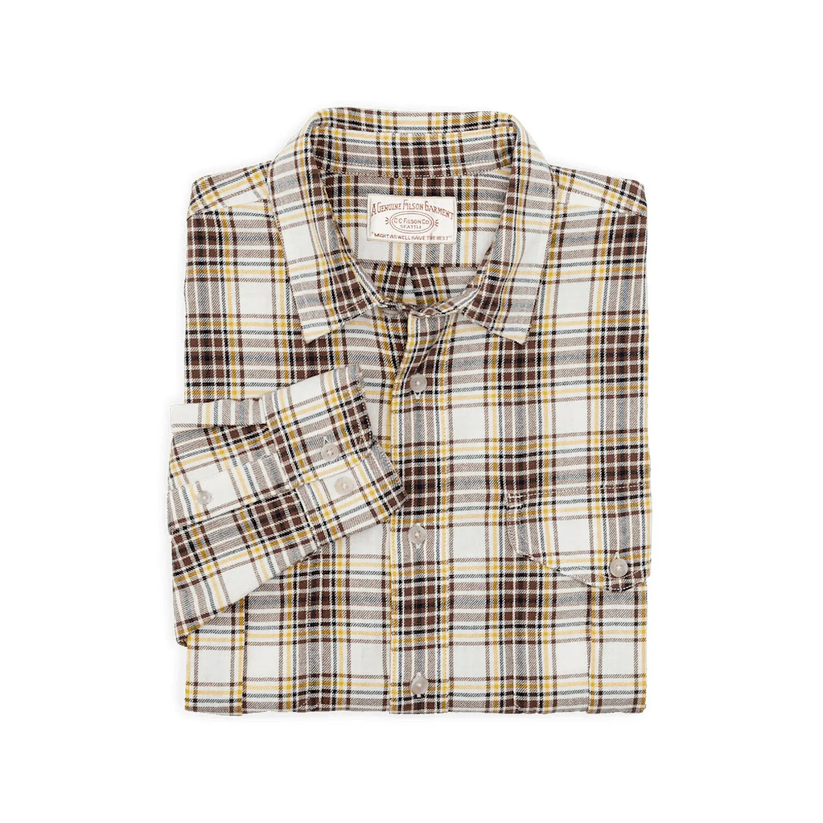 Filson Lightweight Alaskan Guide Shirt Tobacco White Mens 4oz NWT Choose Size