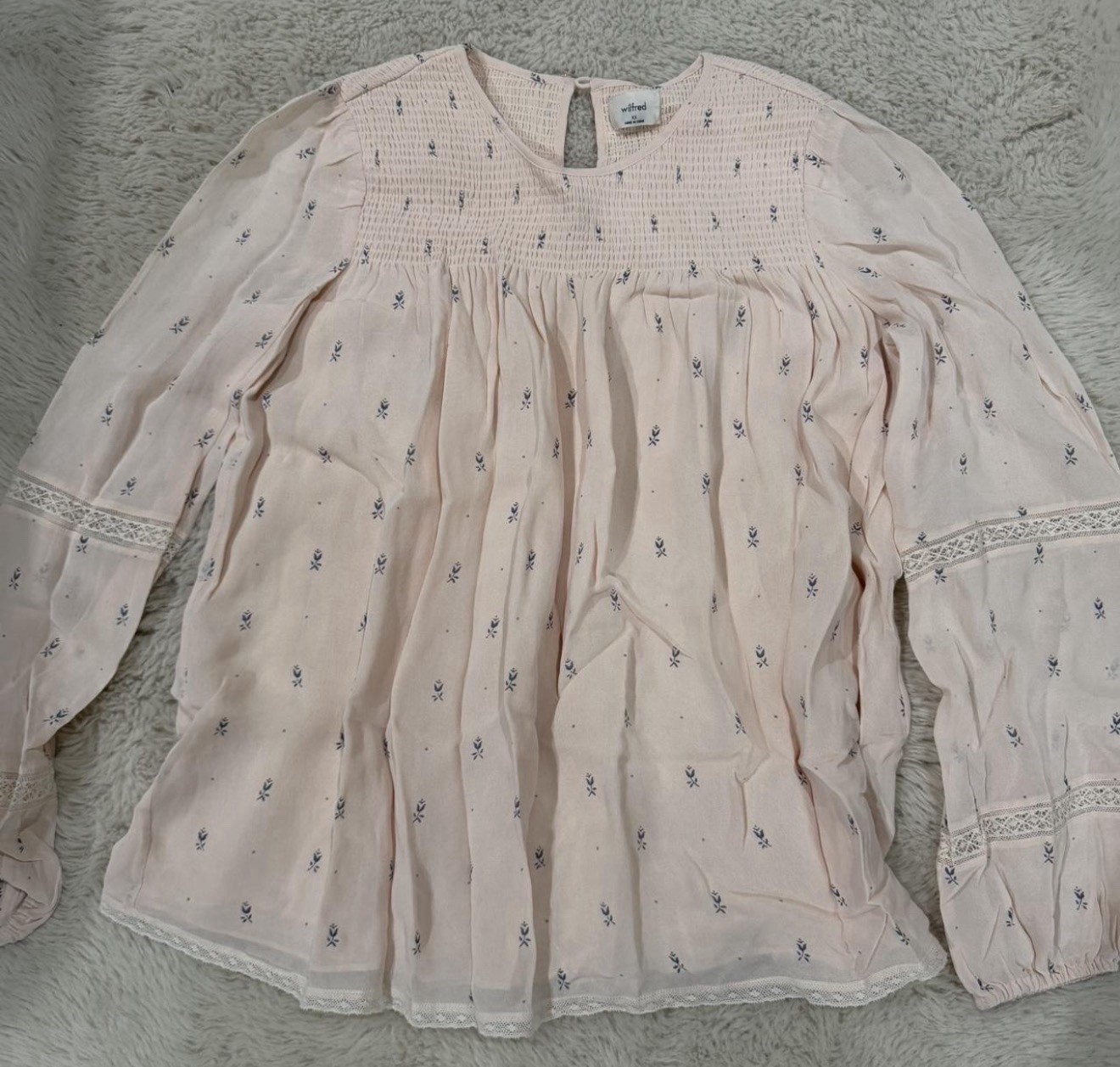 Aritzia Wilfred Long Sleeve Pink Floral Blouse size xs