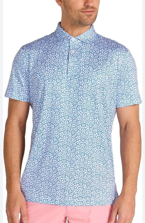 $110 Redvanly Men’s Pierre Golf Performance Polo Shirt-Marine Blue -Medium -New