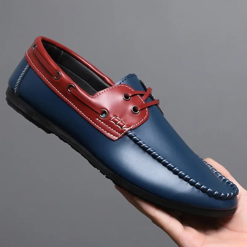 Men’s Luxury Leather Lace-Up Loafers Moccasin Casual Driving Shoes