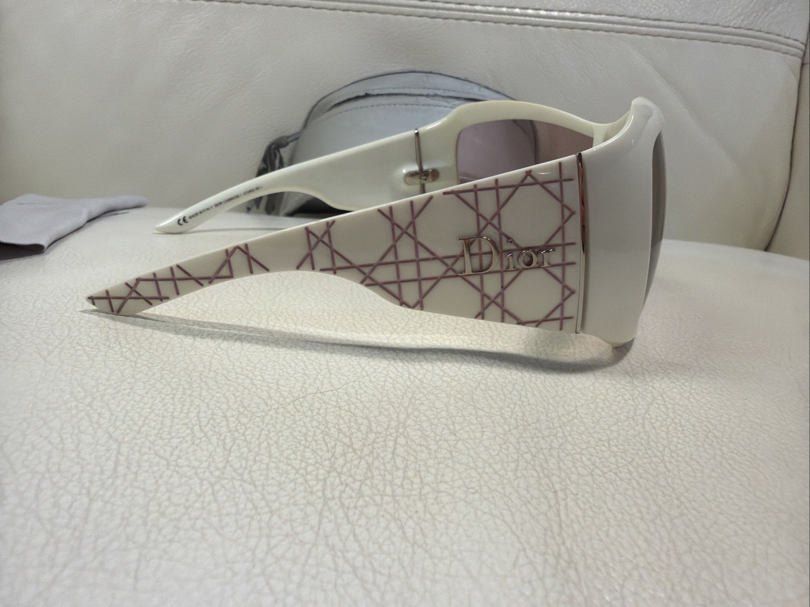 CHRISTIAN DIOR CANNAGE 1 White Vintage Y2K Oversized Wrap Sunglasses Italy