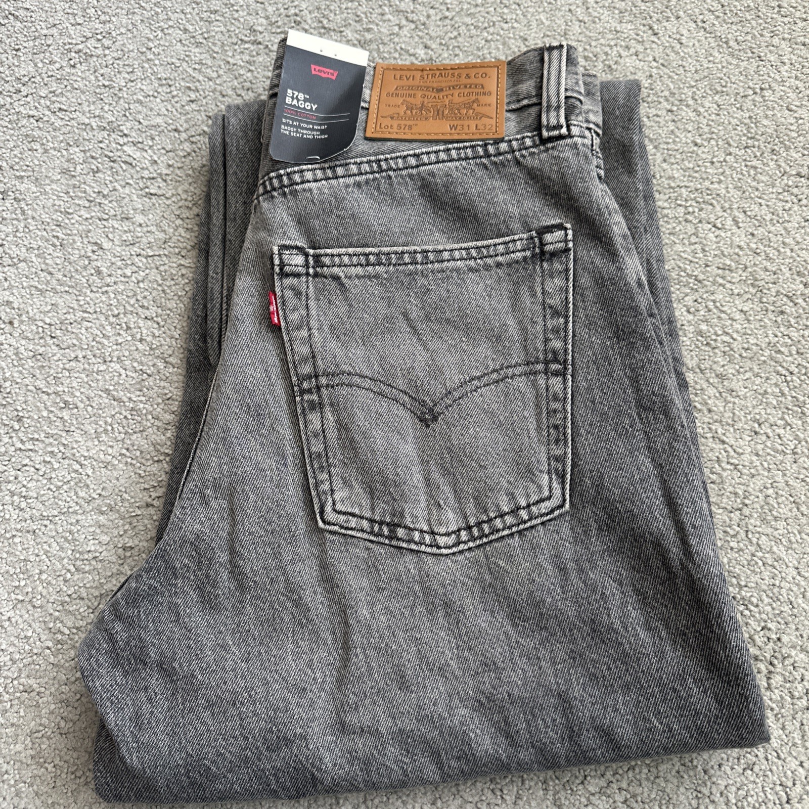 Levi ‘s Premium Men’s 578 Baggy Throughout Denim Jeans Sz. 31Wx32 Gray New