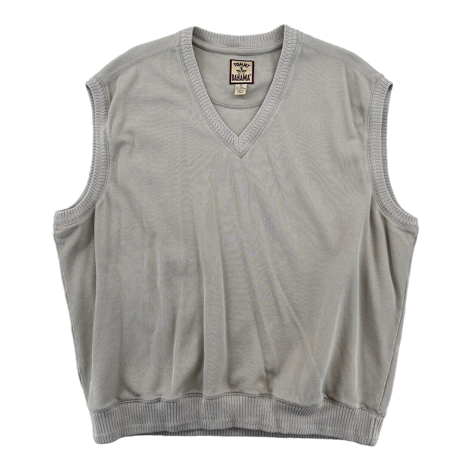 Tommy Bahama Men’s XL V-Neck Pullover Vest Khaki Beige Silk Blend