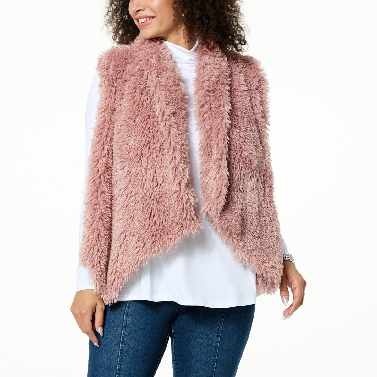 none Collection Faux Fur Vest Rose XL New
