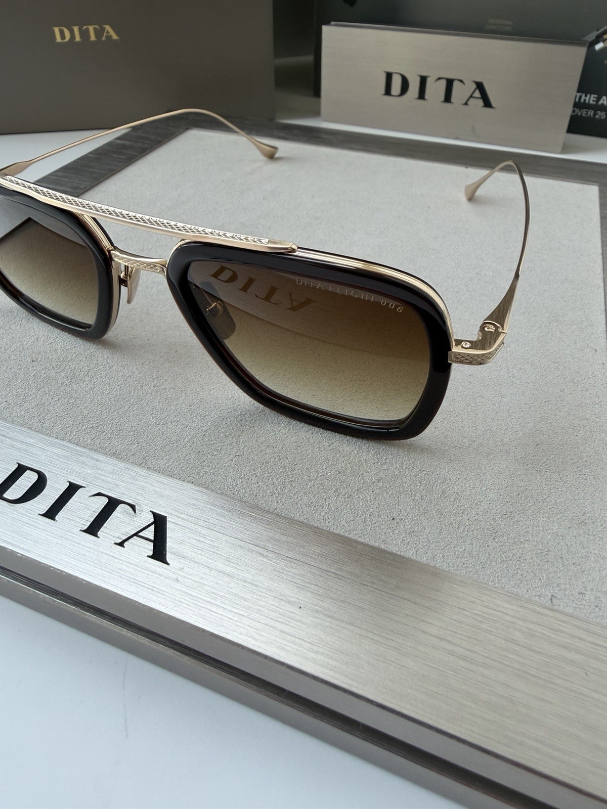 DITA FLIGHT 006 7806 W Root Beer Gold Brown Gradient Lens Sunglasses AUTHENTIC