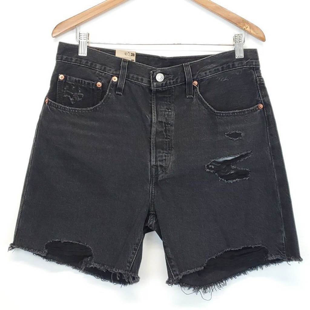 Levi’s 501 Ripped High Rise Mid Thigh Denim Shorts Size 31
