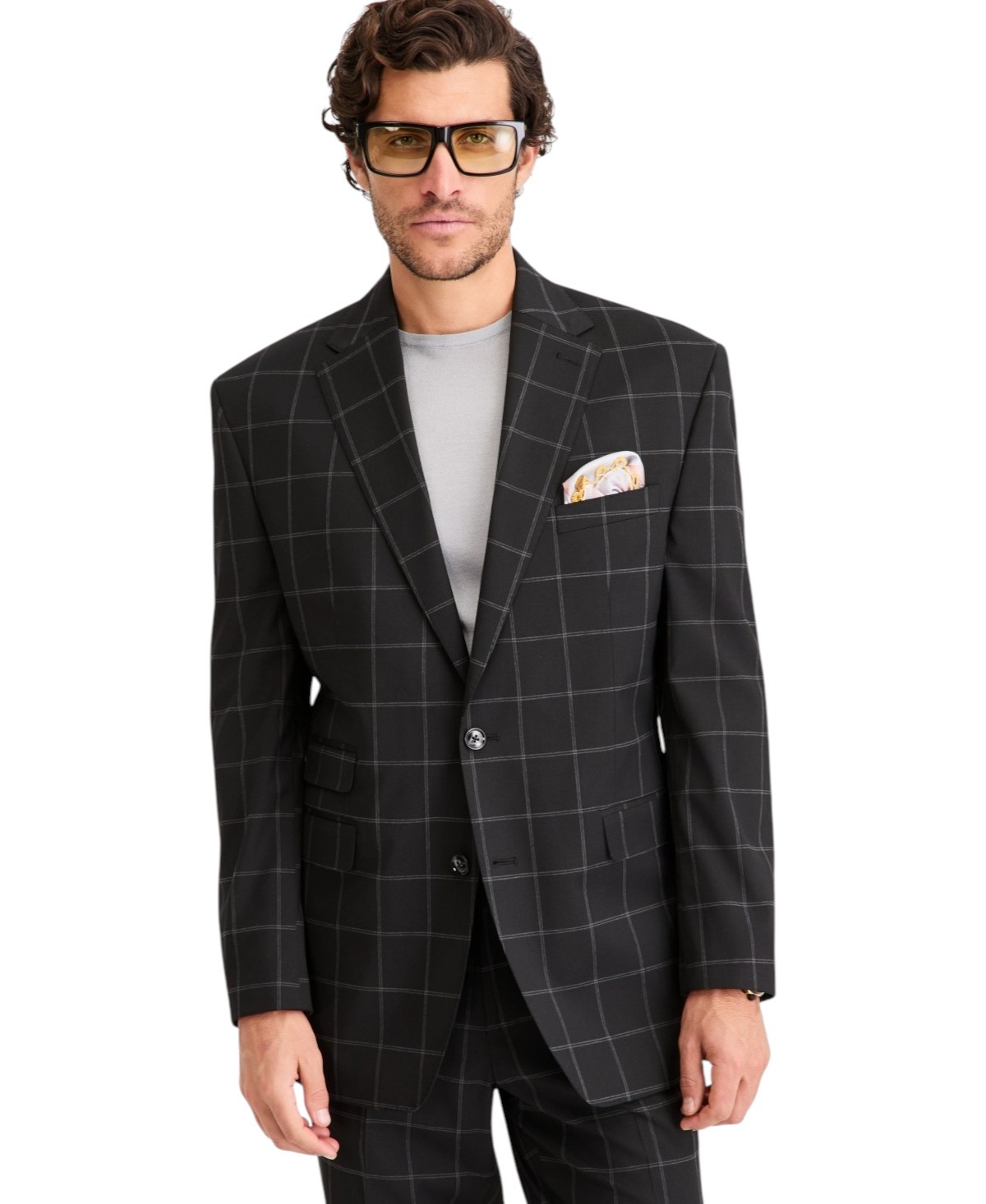 Tayion Mens Classic fit Suit Jacket Blazer 42 S Black Check
