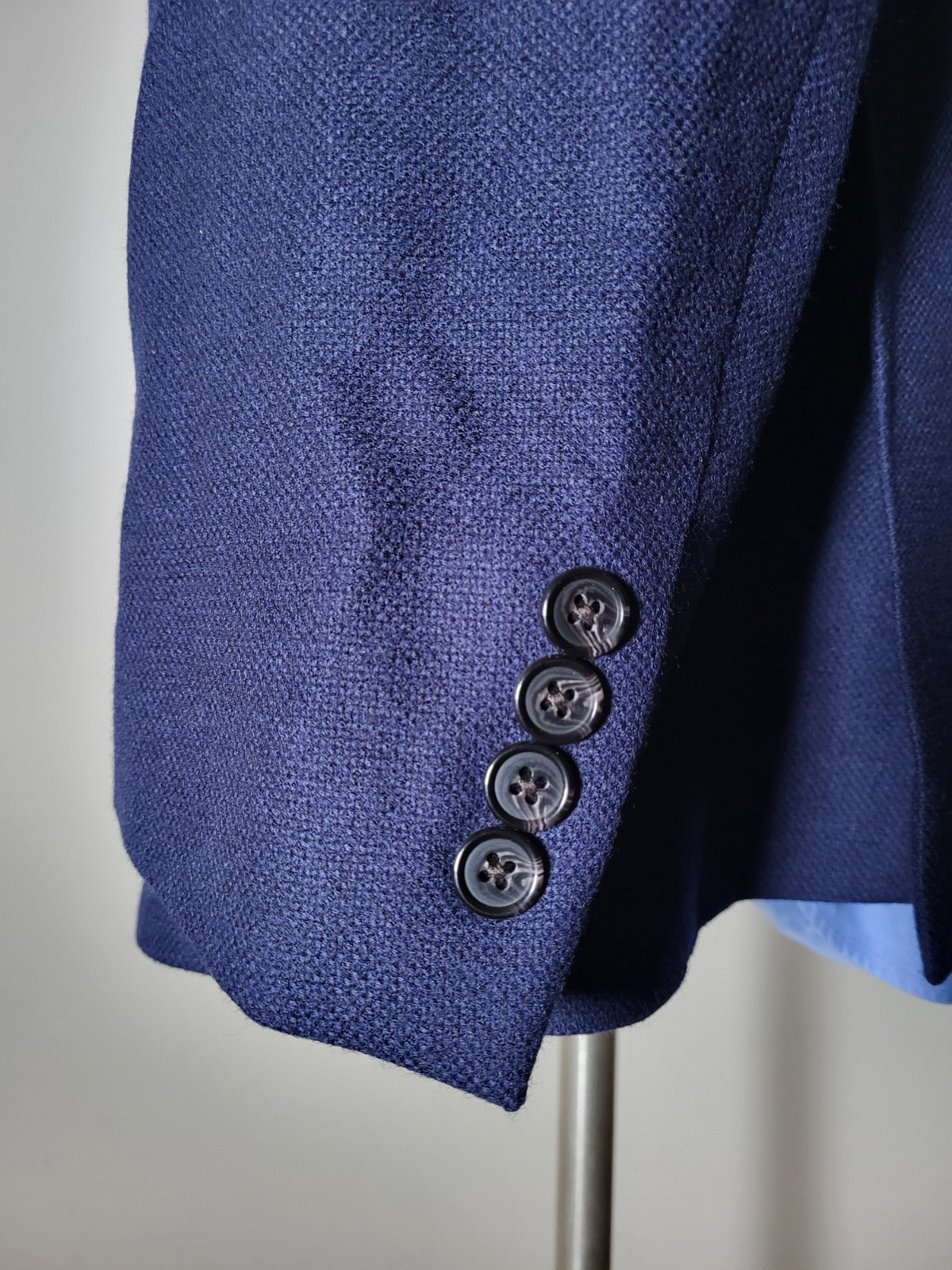 44L Slim Ralph Lauren Blue Black Navy Loose-weave Wool Blazer sport Sport Coat