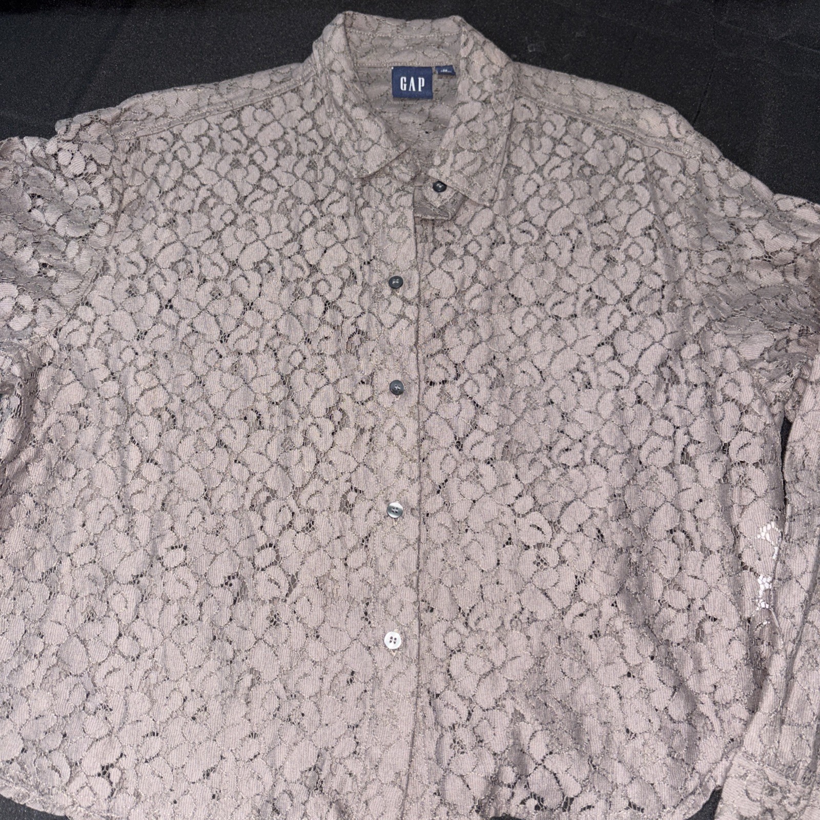 Gap Size Medium Gray Lace Button Up Top