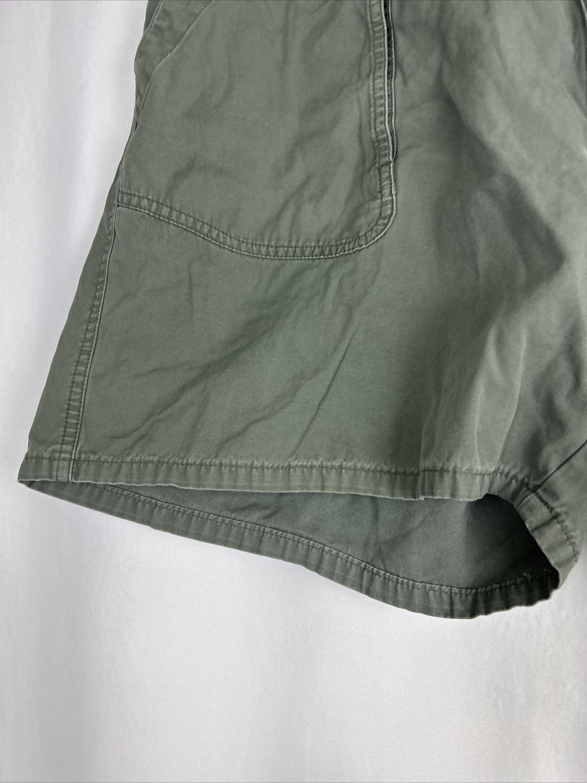 Woolrich Light Olive 38×6 Cargo Shorts Elastic Waist 3066 100% Cotton