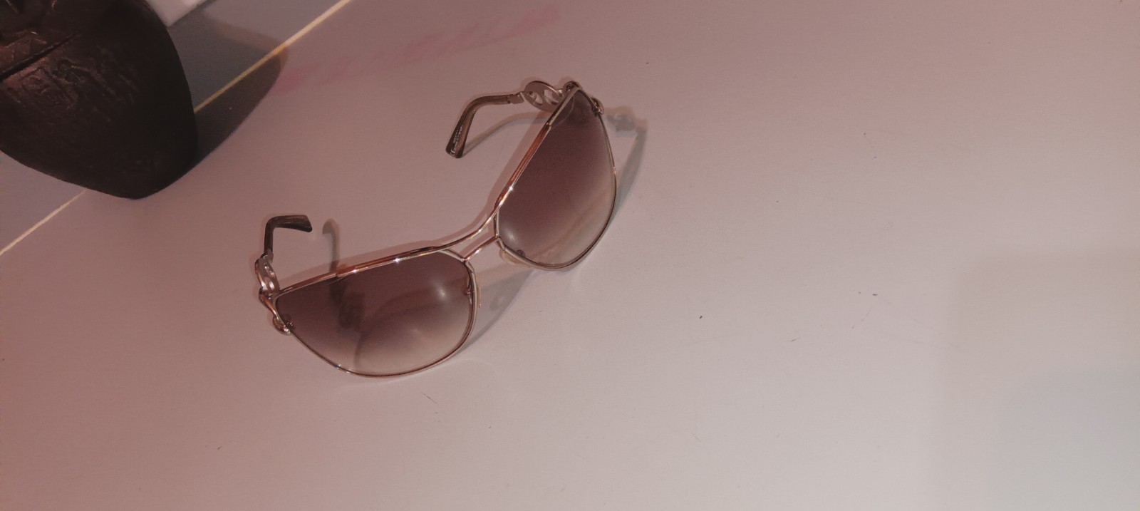 Gucci GG 2715/S Wrap Sunglasses Silver Metal Frame Gray Gradient UV 125mm