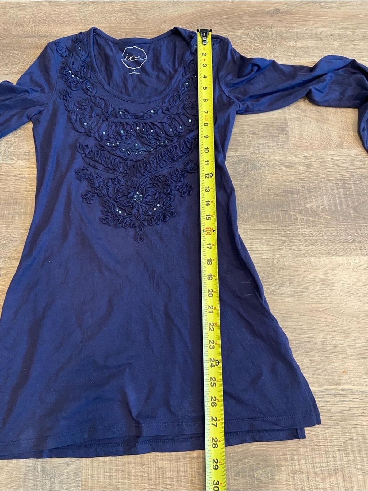 INC Modal Long Sleeve Beaded Tunic Shirt Flare Sleeves NWT Small