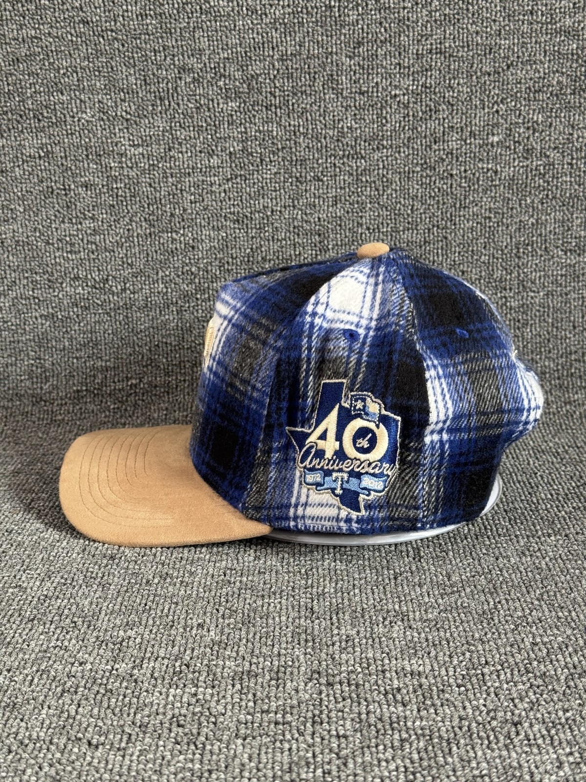 Mitchell & Ness Texas Rangers Plaid Snapback Tan Brim Hat One Size