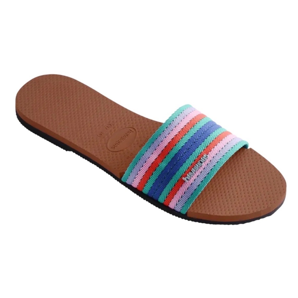 Havaianas You Malta Mix Multi Stripe Slide Sandals Women 11/12 New!