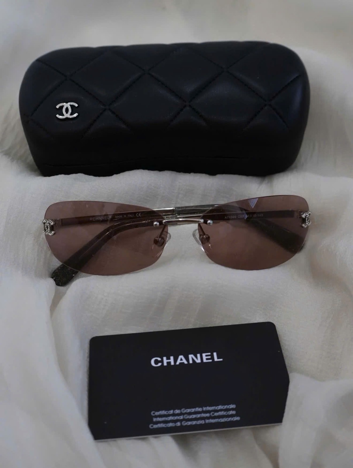 CHANEL A71560 Rimless Shield Sunglasses Brown Lens Women 68-16-145