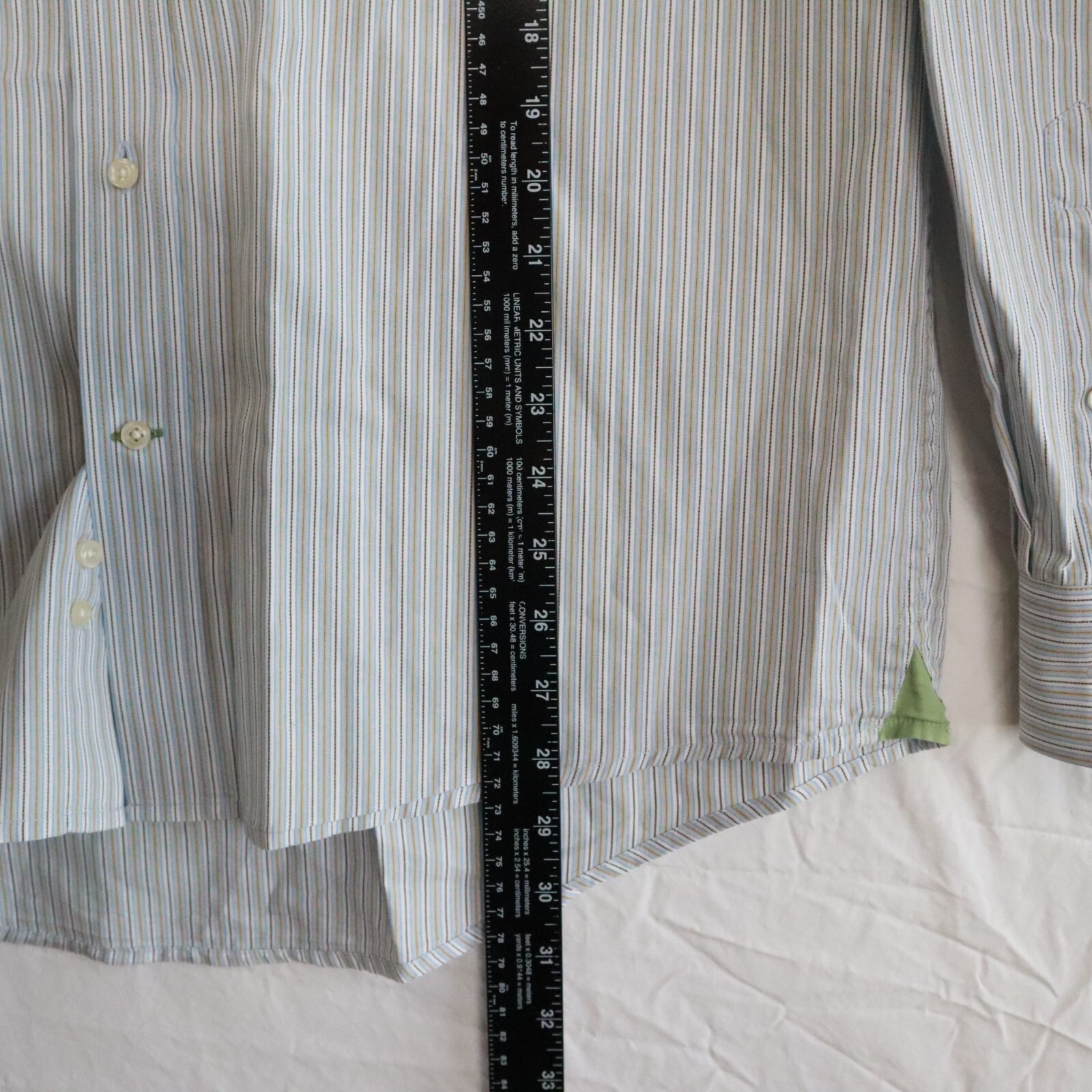 Harold Powell Shirt Mens 16 34/35 Nanotex Fabric Button Up Striped Long Sleeve