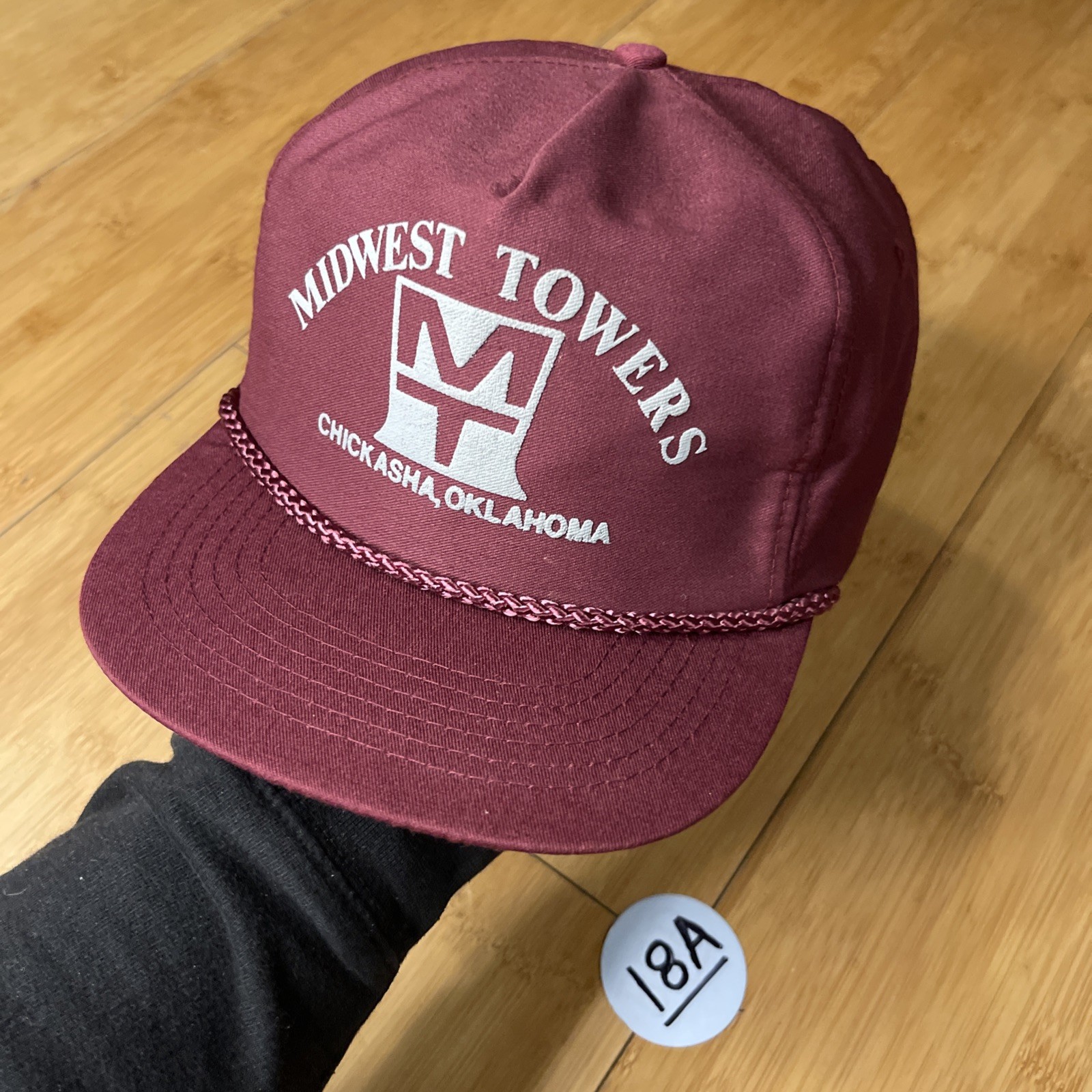 Vintage Midwest Towers MT Chickasha, OK Burgundy Maroon Zipper Trucker Hat CLEAN