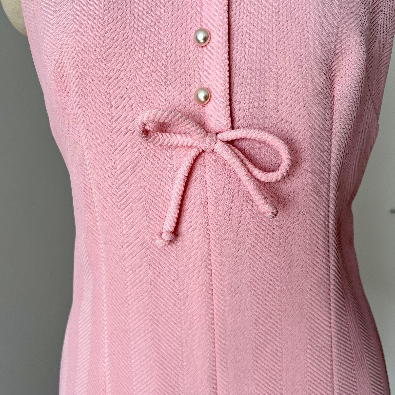 60s 70s Pink Mod Shift Mini Dress Sleeveless Aline Twiggy Style Go Go Space Age