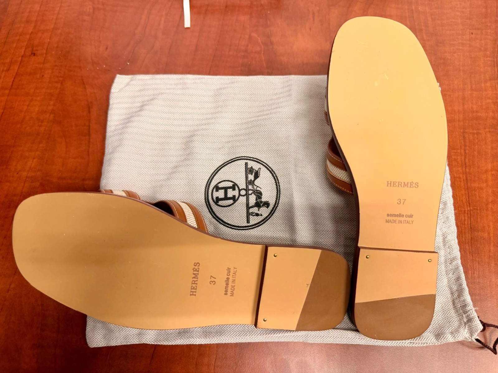 Hermes Oran Sandals Beige Dore Brand New With Dust Bag Size 37