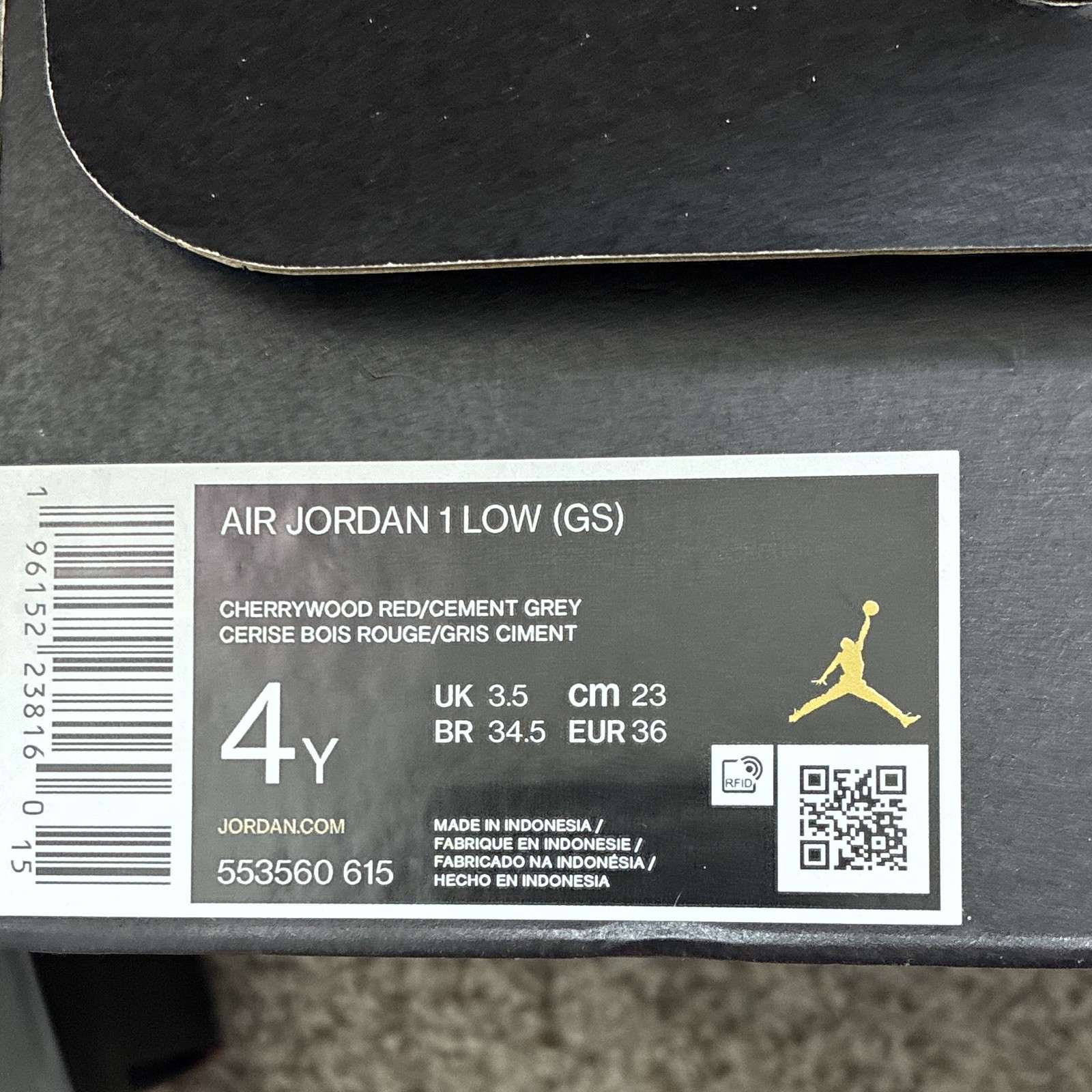 Jordan Air Jordan 1 Low (GS) Unisex Kids 4Y Burgundy/White/Gray 553560-615
