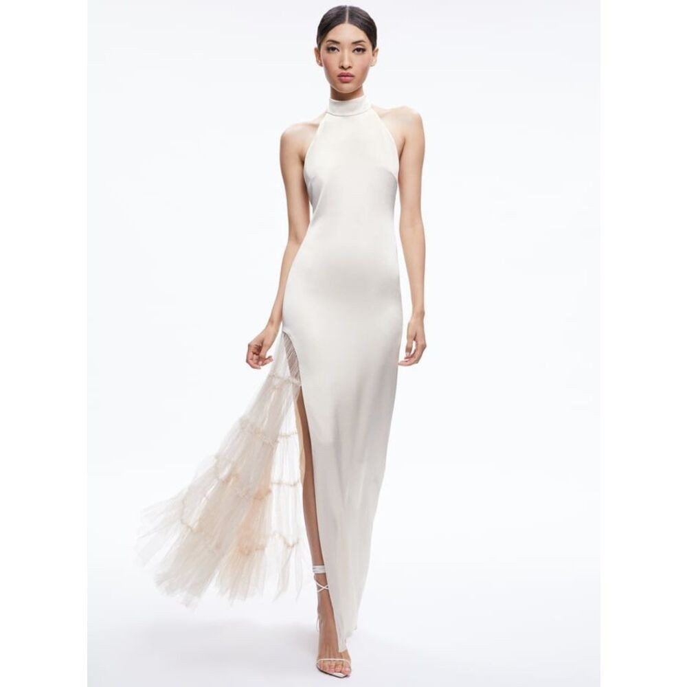 Alice & Olivia Ryn Slit Tulle Panel Maxi Dress – size 4, New with tags