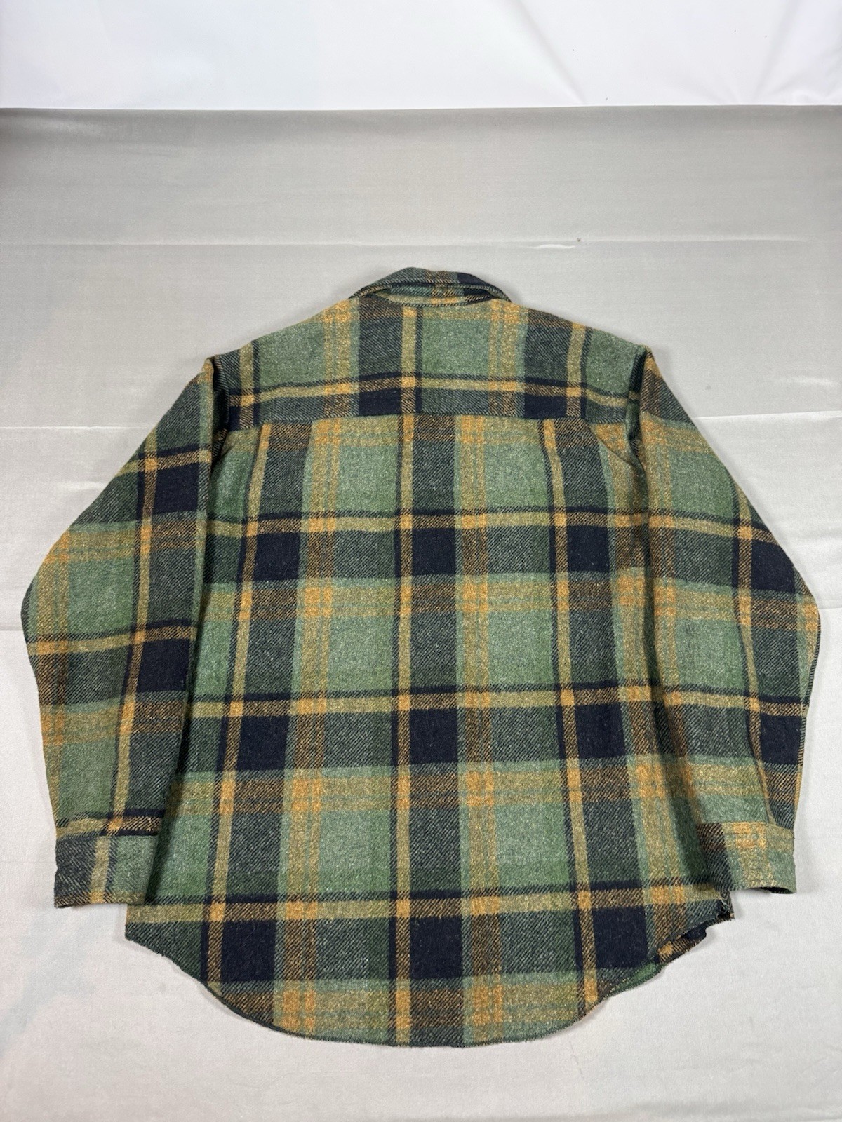 Vintage 60s 70s Sears Premium Collection Green Plaid Wool Jacket Size Medium
