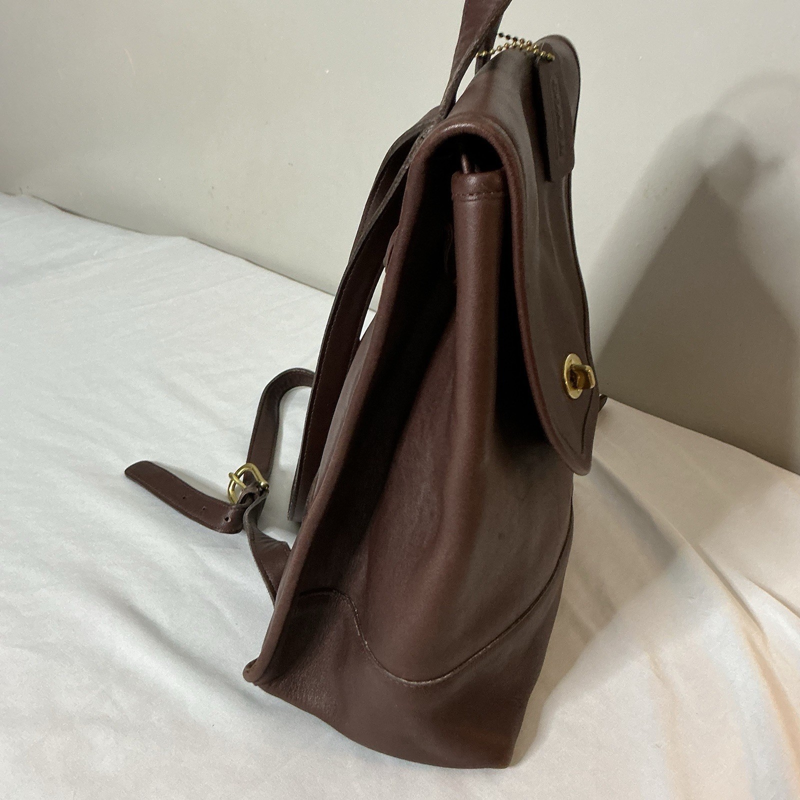 Vtg Coach Daypack 90’s Brown Leather 9791 Turn Lock