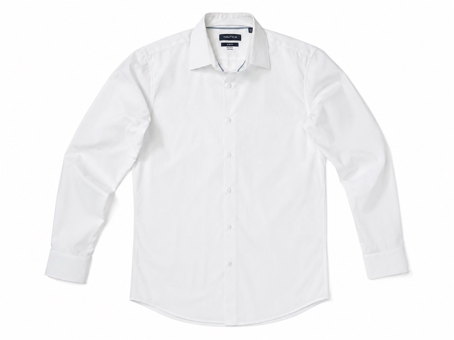 Nautica Slim Fit Non-Iron White Dress Shirt Mens Medium 15-15½ 32/33 Long Sleeve