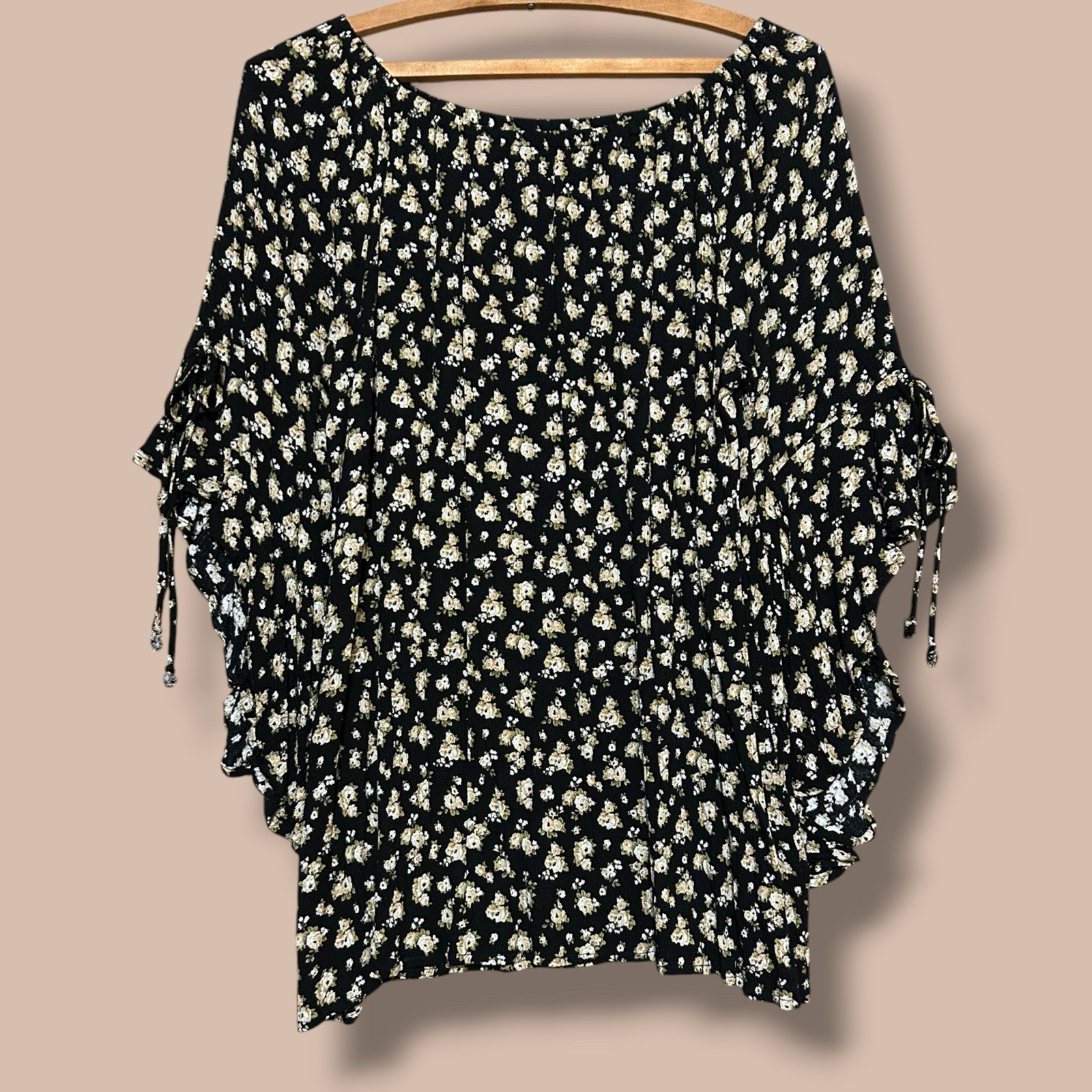 Timing Dark Floral Off The Shoulder Top Size M Bell Flare Sleeves Whimsigoth