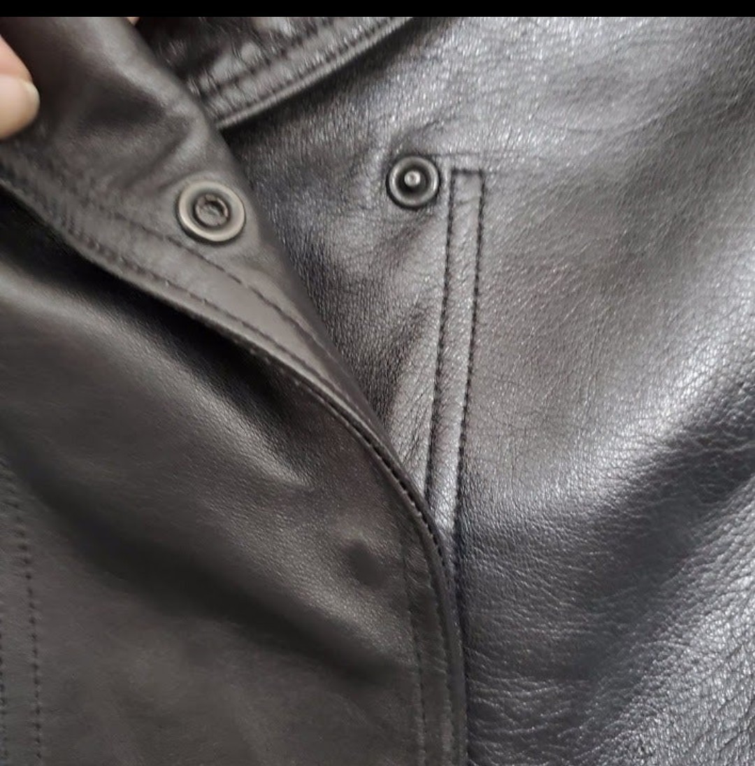 Charles Chang Lima Black Leather Sz 8 Jacket Lambskin Hidden Snap Silk LIned