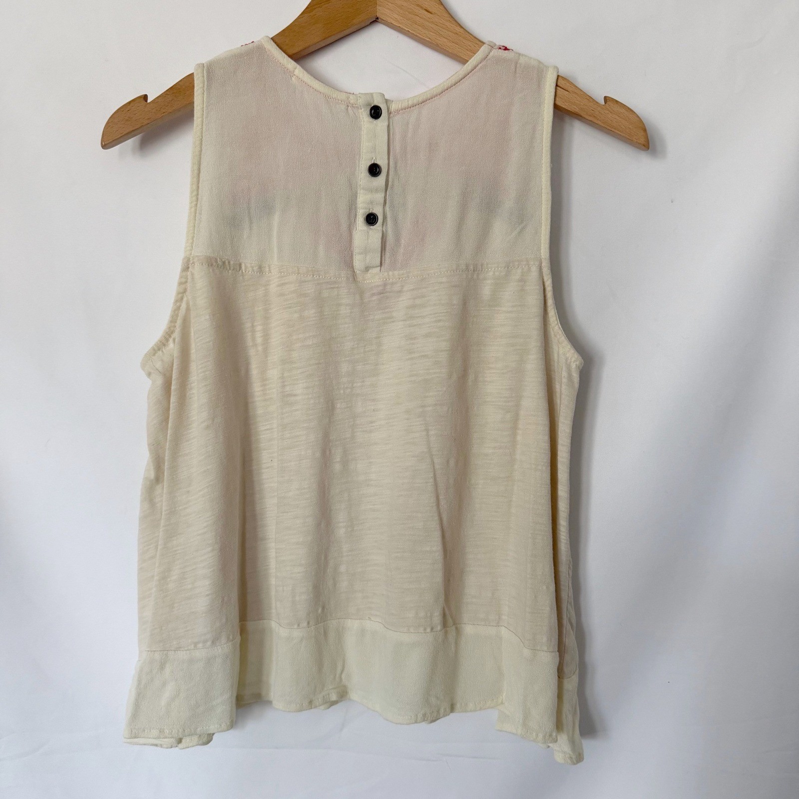 Coco + Jameson Embroidered Boho Womens Medium Ivory Top Festival