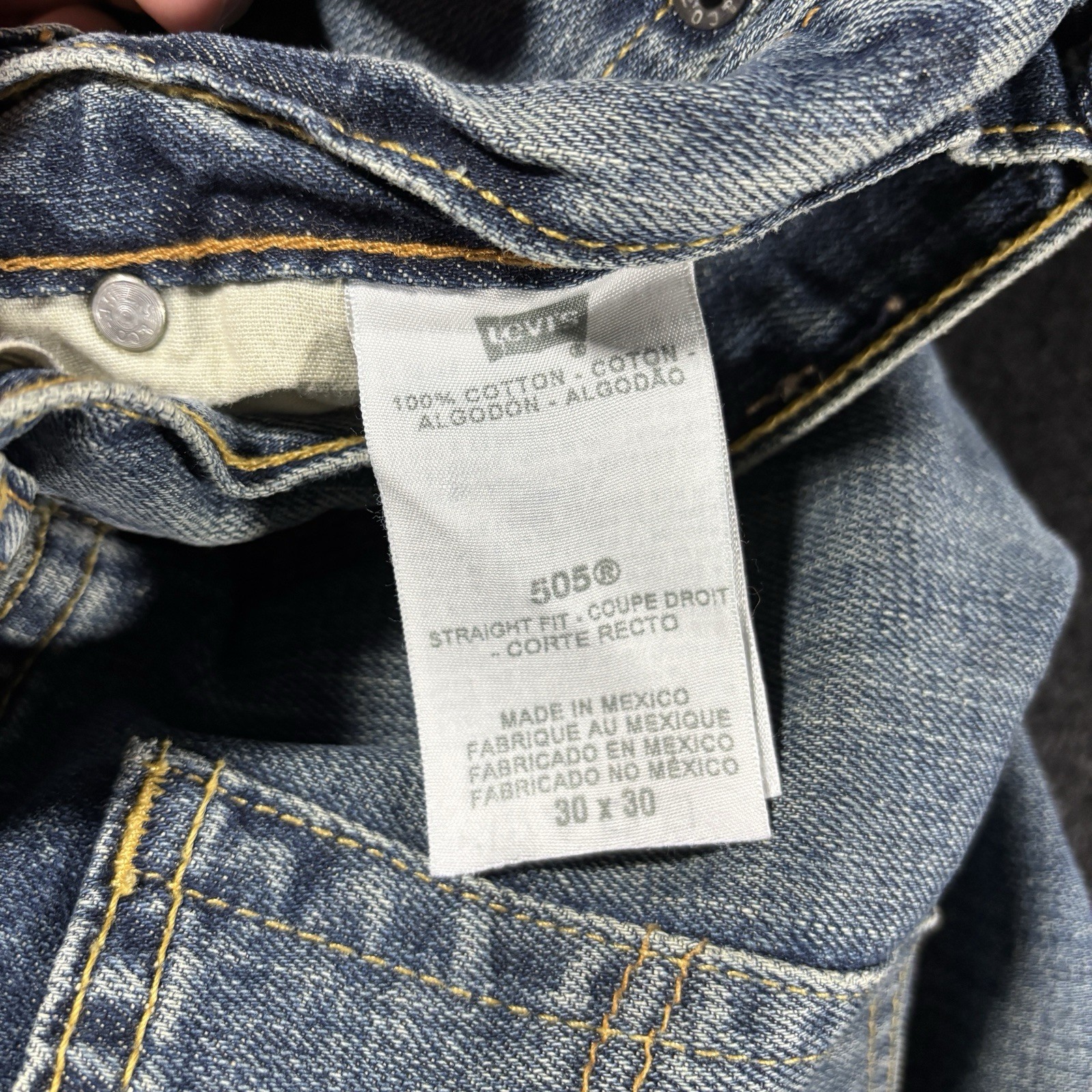 Levis 505 Straight Fit Jeans Mens 30×30 Blue Denim Medium Wash