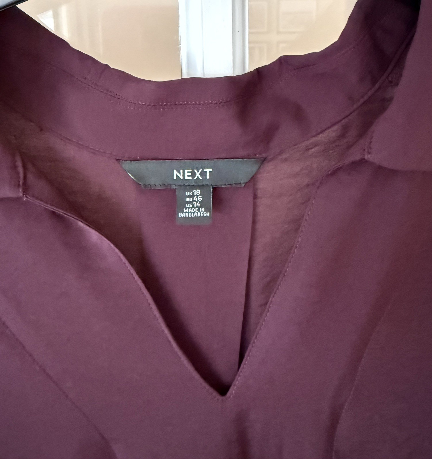 Next Burgundy/Purple Soft Texture Collared Pullover Shirt Blouse Size 18