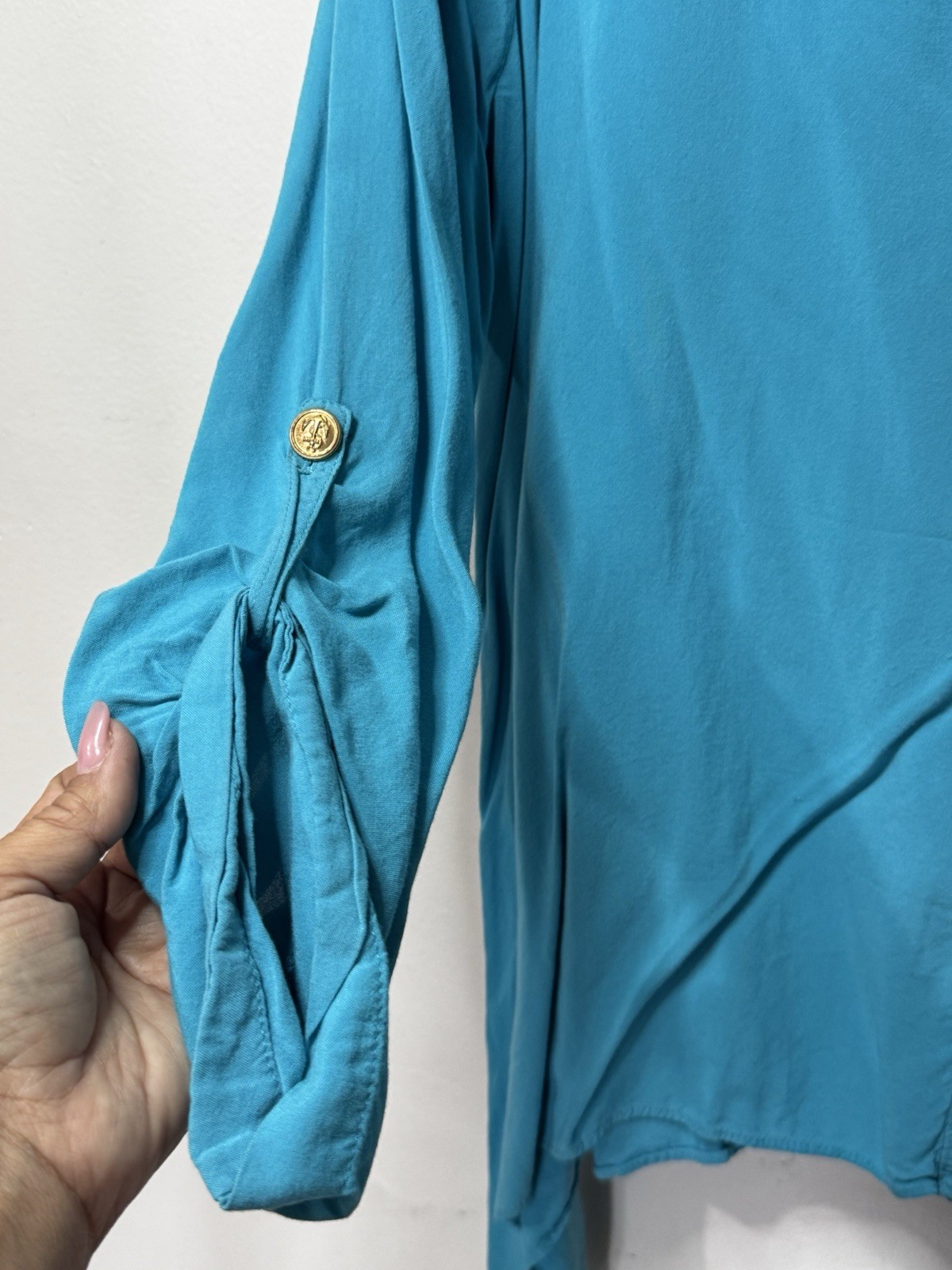 Nordstrom Turquoise Karen Kane Cobalt V-Neck Bell Sleeve Tunic XL