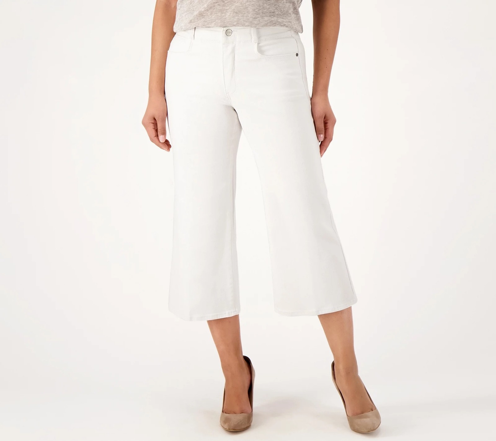 NYDJ Cool Embrace Wide Denim Leg Crop Jeans Optic White 18W New