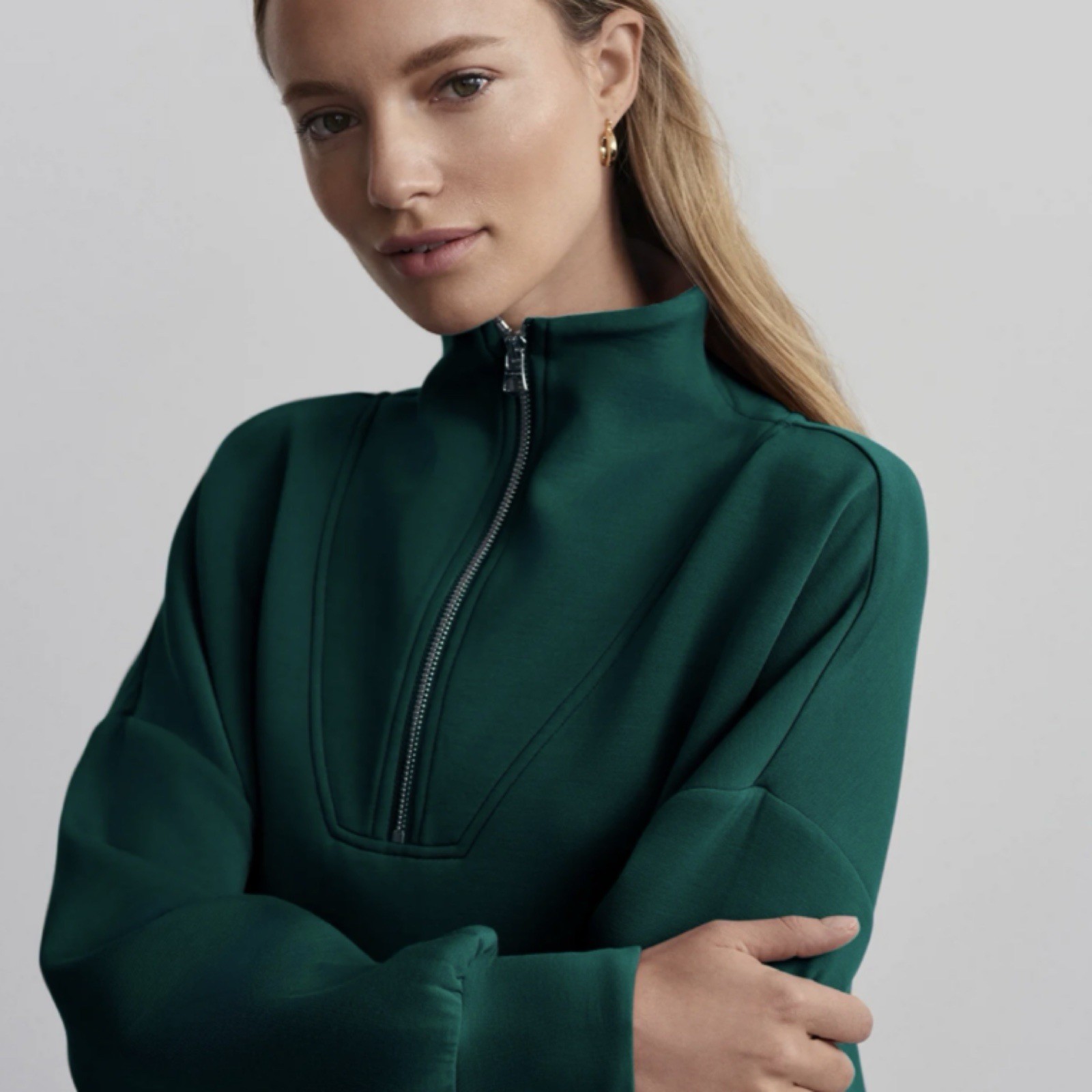 Varley Hawley Half-Zip Sweatshirt Green Plus Size 3X Athleisure DoubleSoft Comfy