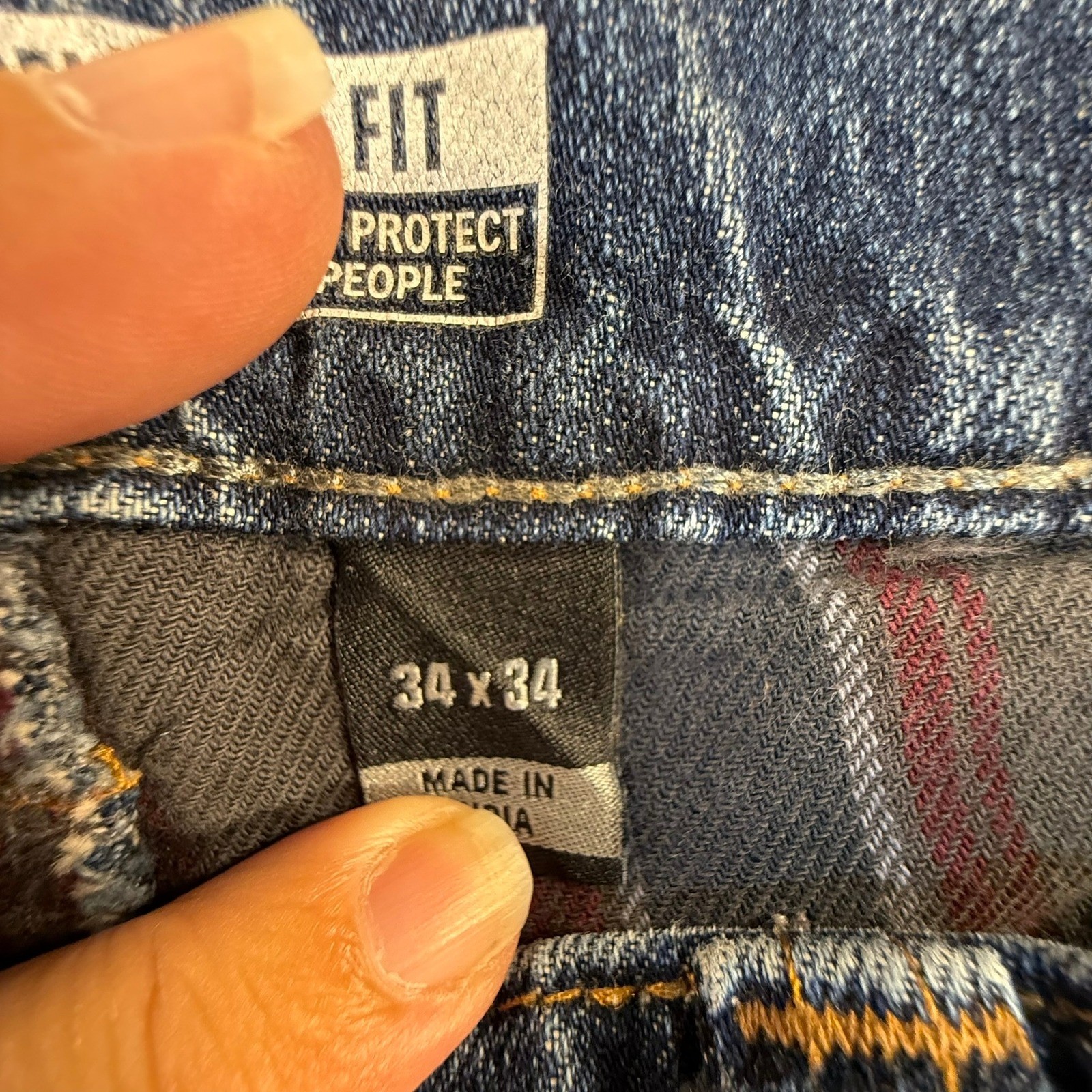 Carhartt Mens Relaxed Fit Flannel Lined Jeans Blue Denim Straight Leg 34×34