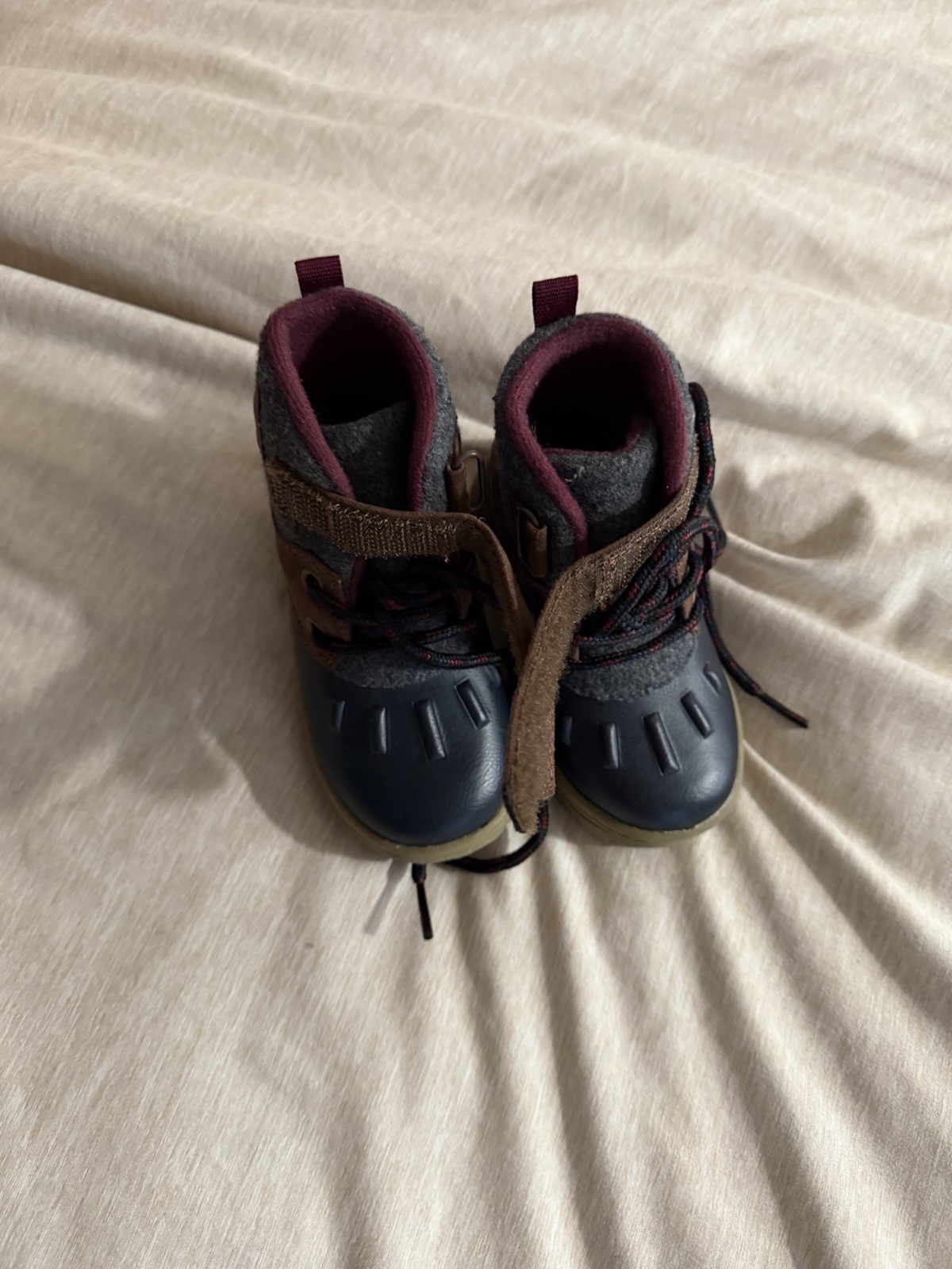 Carter’s Unisex Kids Lace-Up Boots US Size 5 Blue Brown Gray Closed Toe
