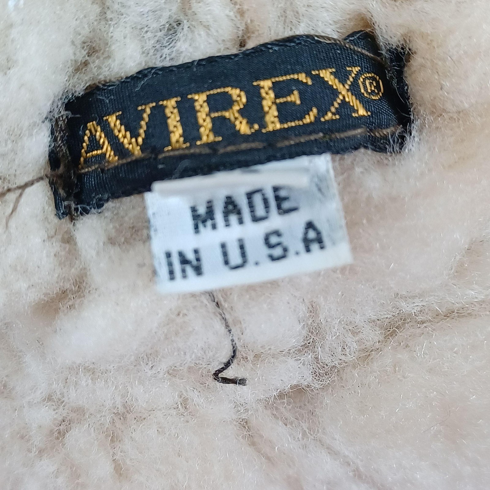 Vtg Avirex Bomber Hat Cap Mens M Brown Leather Shearling Lined Ear Flap Made USA