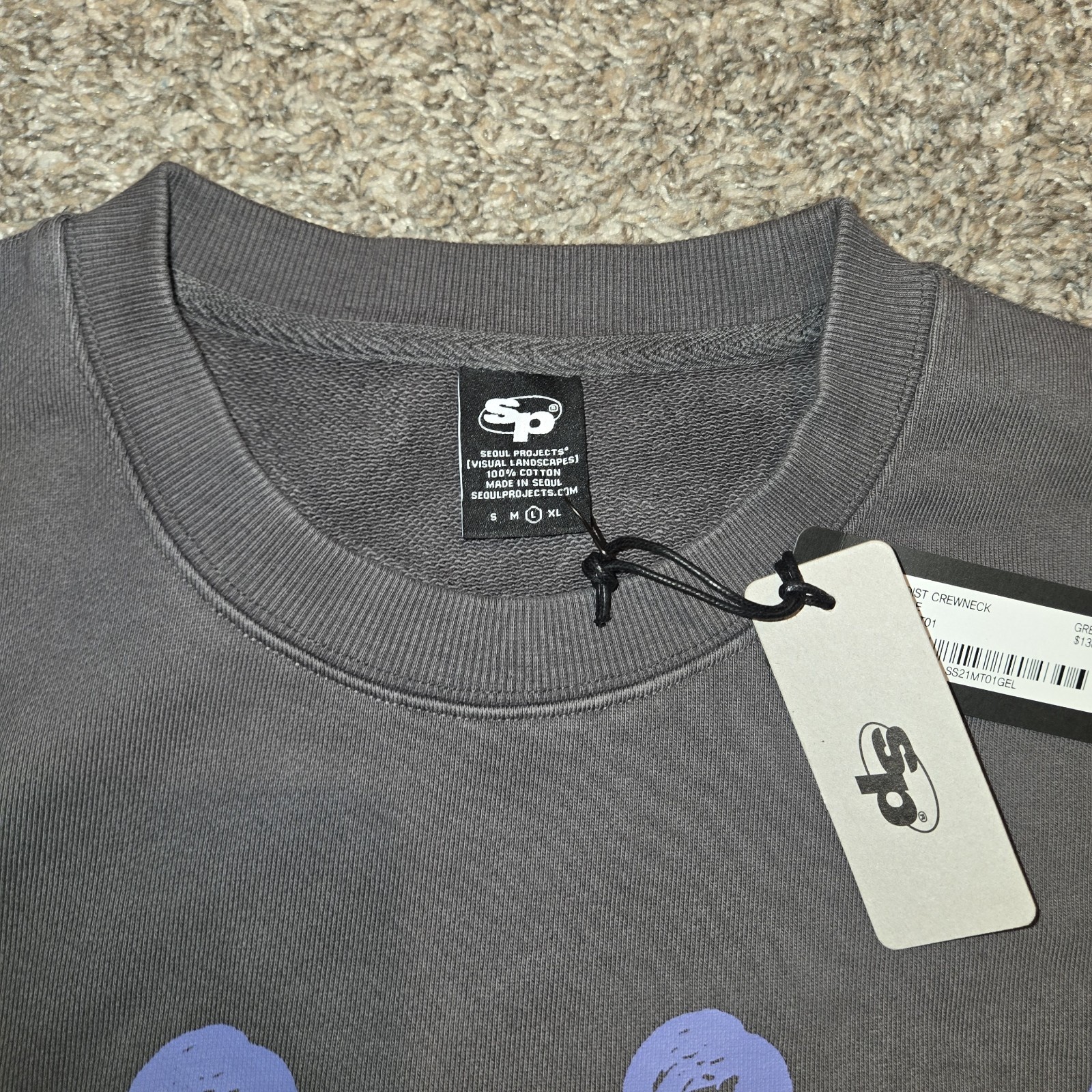 Seoul Projects Neoist Crewneck Sweater Mens Size Large Gray NWT Streetwear Terry
