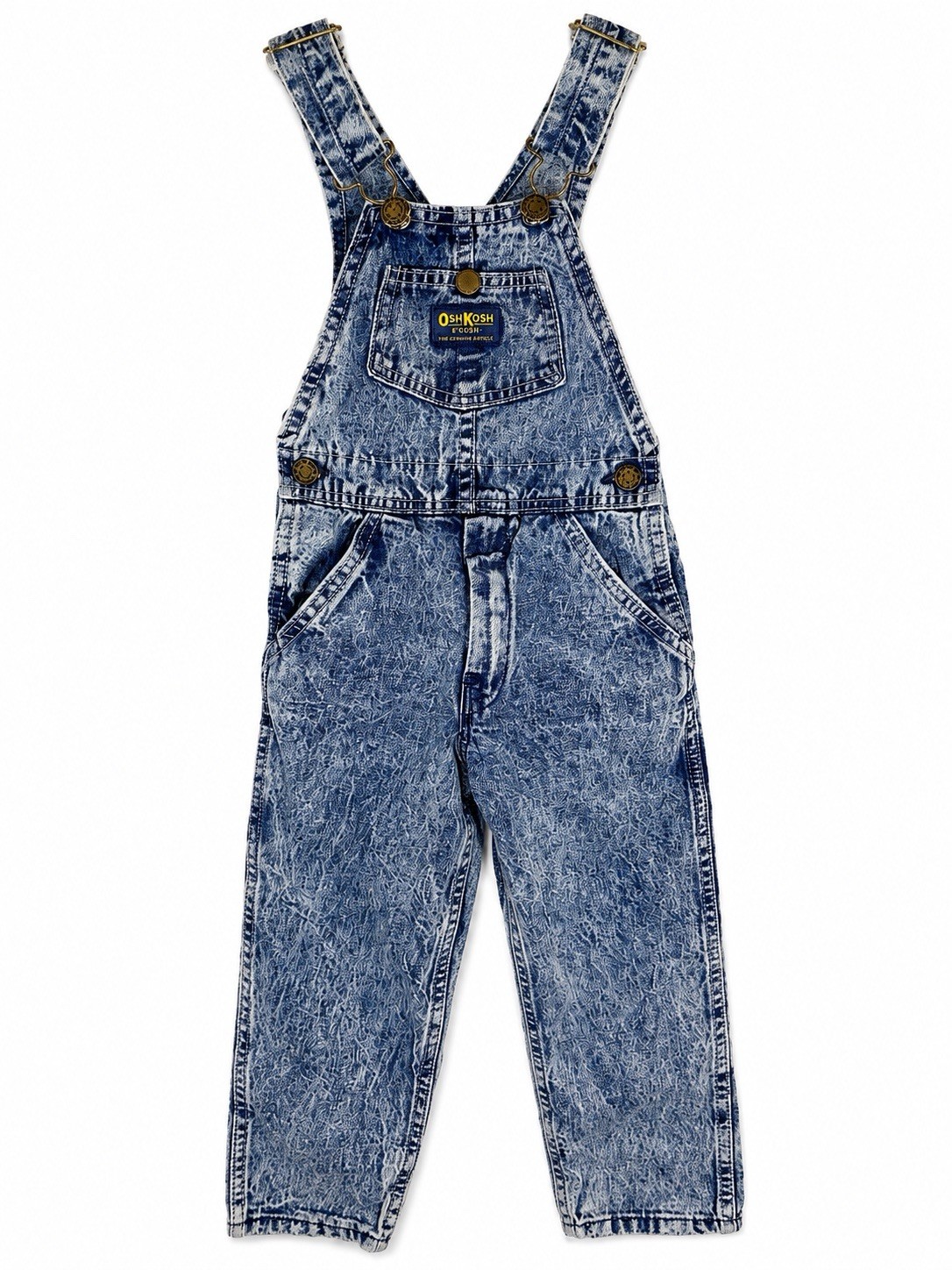 Vintage 90s OshKosh B’Gosh Vestbak USA Acid Wash Denim Overalls Kids Size 4